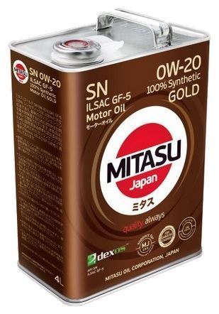Отзывы Mitasu MJ-102 Gold SN 0W-20 4 л