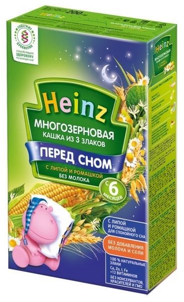 Отзывы Heinz Безмолочная 3 злака с липой и ромашкой (с 6 месяцев) 200 г