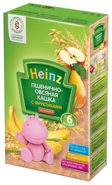 Отзывы Heinz Безмолочная пшенично-овсяная с фруктами (с 6 месяцев) 200 г