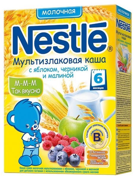 Отзывы Nestlé Молочная мультизлаковая с яблоком, черникой и малиной (с 6 месяцев) 250 г