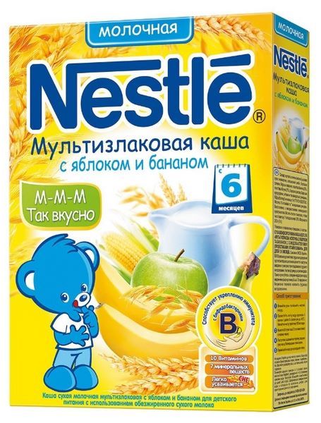 Отзывы Nestlé Молочная мультизлаковая с яблоком и бананом (с 6 месяцев) 250 г