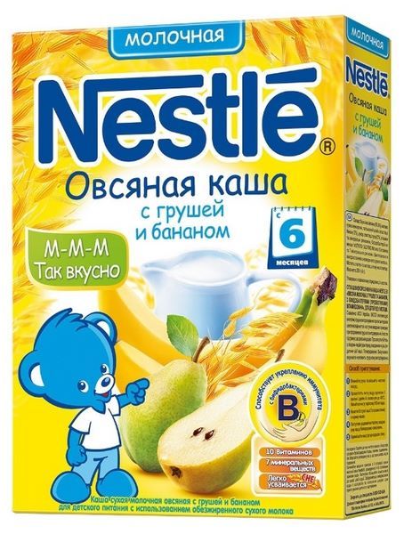 Отзывы Nestlé Молочная овсяная с грушей и бананом (с 6 месяцев) 250 г