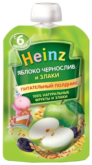 Отзывы Heinz яблоко, чернослив и злаки (с 6 месяцев) 90 г, 12 шт.