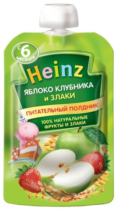 Отзывы Heinz яблоко, клубника и злаки (с 6 месяцев) 90 г, 1 шт.