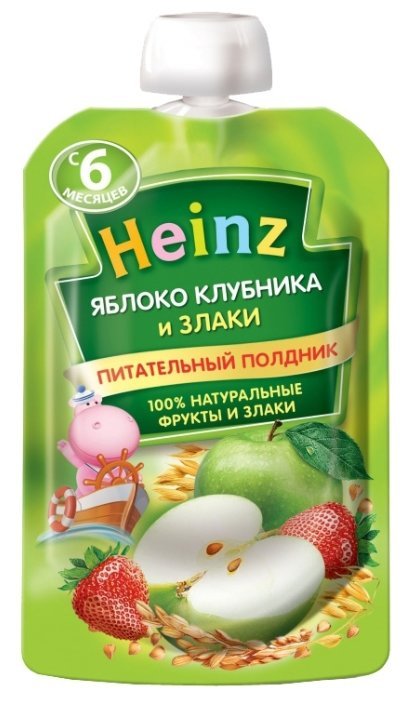 Отзывы Heinz яблоко, клубника и злаки (с 6 месяцев) 90 г, 12 шт.