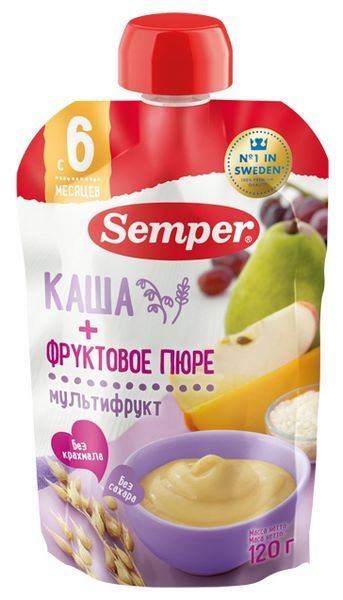 Отзывы Semper Мультифруктовое с кашей (6 месяцев) 120 г