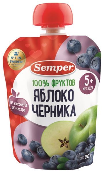 Отзывы Semper Яблоко и черника (с 5 месяцев) 90 г