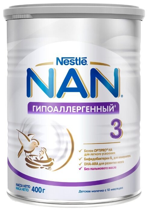 Отзывы NAN (Nestlé) Гипоаллергенный 3 Optipro (с 12 месяцев) 400 г