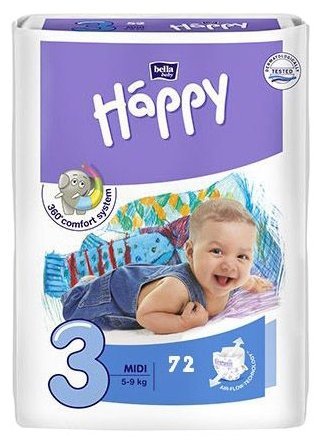 Отзывы Bella Baby happy подгузники fun 3 (5-9 кг) 72 шт.