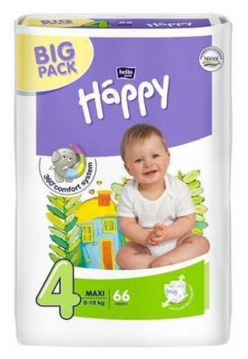 Отзывы Bella Baby happy подгузники fun 4 (8-18 кг) 66 шт.