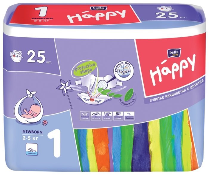 Отзывы Bella Baby happy подгузники start 1 (2-5 кг) 25 шт.