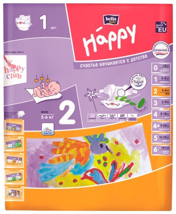 Отзывы Bella Baby happy подгузники start 2 (3-6 кг) 1 шт.