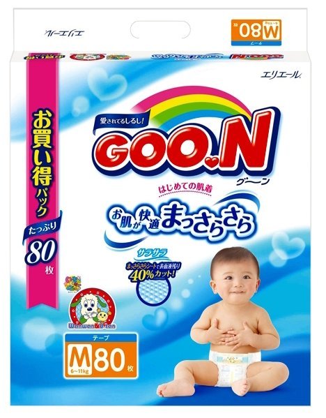 Отзывы Goo.N подгузники M (6-11 кг) 80 шт.