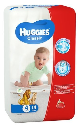 Отзывы Huggies подгузники Classic 4 (7-18 кг) 14 шт.