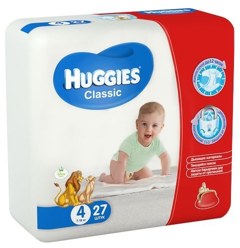 Отзывы Huggies подгузники Classic 4 (7-18 кг) 27 шт.