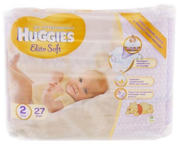 Отзывы Huggies подгузники Elite Soft 2 (4-7 кг) 27 шт.