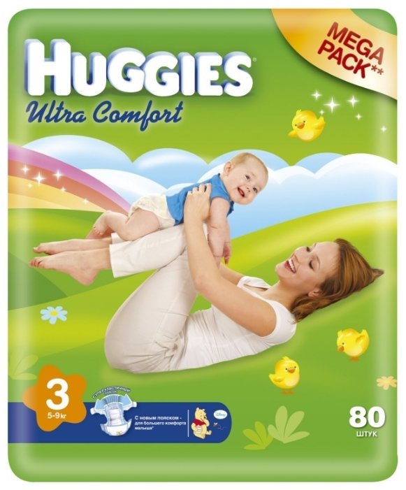 Отзывы Huggies подгузники Ultra Comfort 3 (5-9 кг) 80 шт.