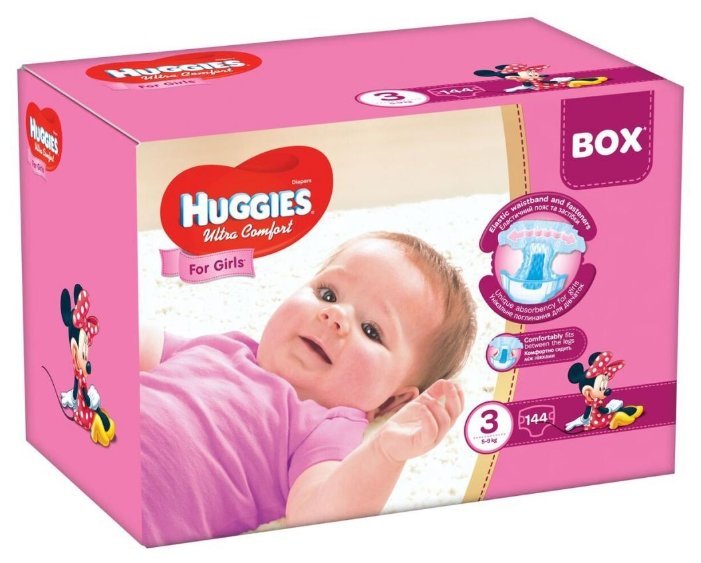 Отзывы Huggies подгузники Ultra Comfort для девочек 3 (5-9 кг) 144 шт.