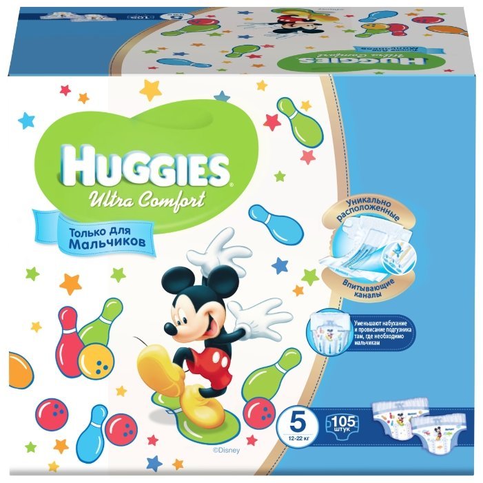 Отзывы Huggies подгузники Ultra Comfort для мальчиков 5 (12-22 кг) 105 шт.