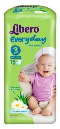 Отзывы Libero подгузники Everyday 3 (4-9 кг) 15 шт.