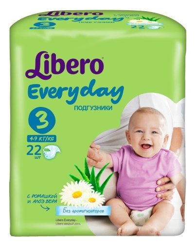 Отзывы Libero подгузники Everyday 3 (4-9 кг) 22 шт.