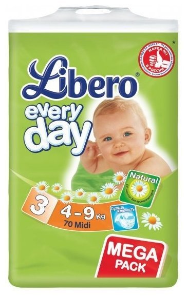 Отзывы Libero подгузники Everyday 3 (4-9 кг) 70 шт.