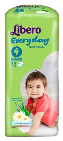 Отзывы Libero подгузники Everyday 4 (7-18 кг) 13 шт.