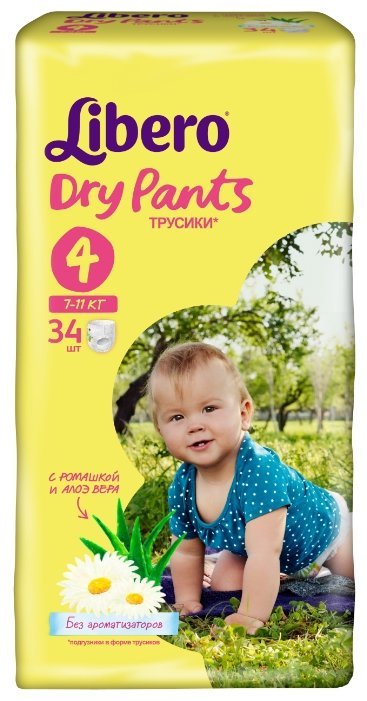 Отзывы Libero трусики Dry Pants 4 (7-11 кг) 34 шт.