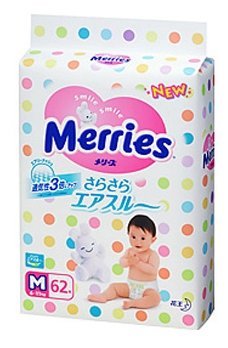 Отзывы Merries подгузники M (6-11 кг) 62 шт.