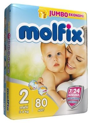 Отзывы Molfix подгузники 7/24 2 (3-6 кг) 80 шт.