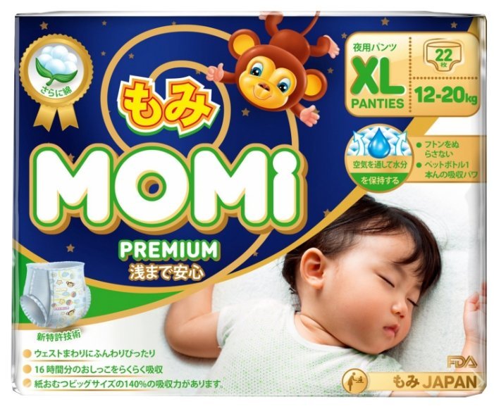 Отзывы Momi трусики ночные Premium XL (12-20 кг) 22 шт.