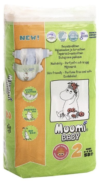 Отзывы Muumi подгузники Baby 2 (3-6 кг) 58 шт.