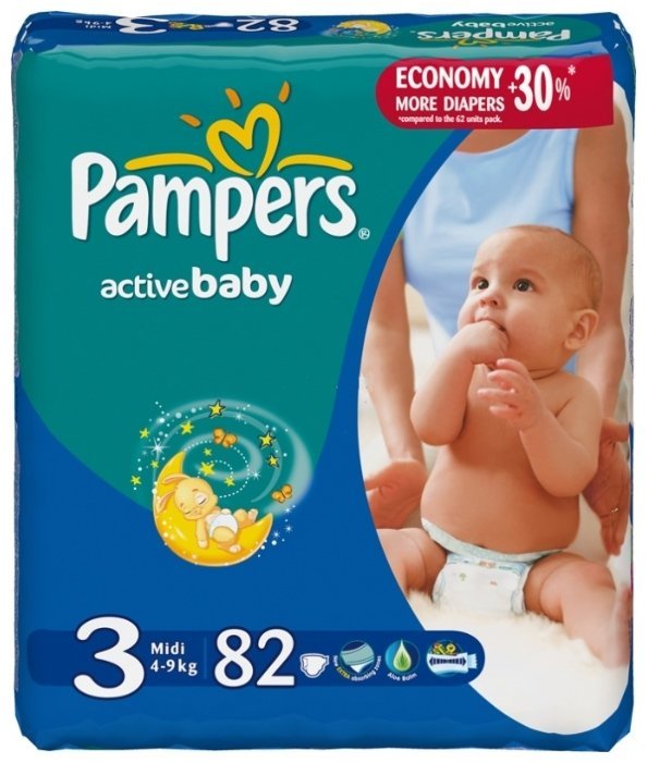 Отзывы Pampers подгузники Active Baby 3 (4-9 кг) 82 шт.