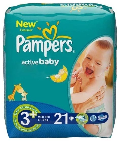 Отзывы Pampers подгузники Active Baby 3+ (5-10 кг) 21 шт.