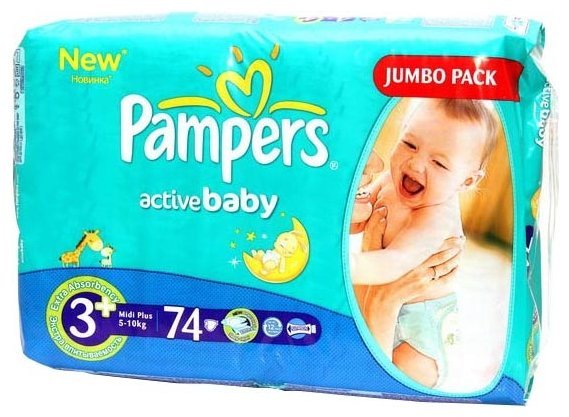 Отзывы Pampers подгузники Active Baby 3+ (5-10 кг) 74 шт.