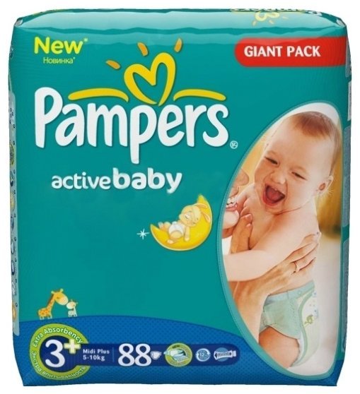 Отзывы Pampers подгузники Active Baby 3+ (5-10 кг) 88 шт.