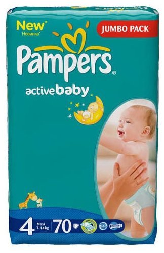 Отзывы Pampers подгузники Active Baby 4 (7-14 кг) 70 шт.