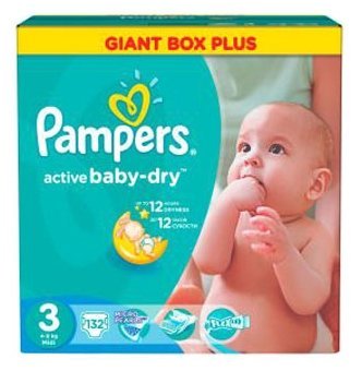 Отзывы Pampers подгузники Active Baby-Dry 3 (4-9 кг) 132 шт.