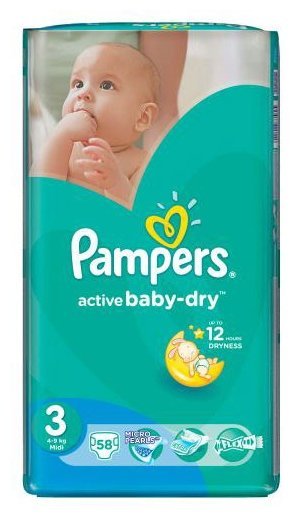 Отзывы Pampers подгузники Active Baby-Dry 3 (4-9 кг) 58 шт.