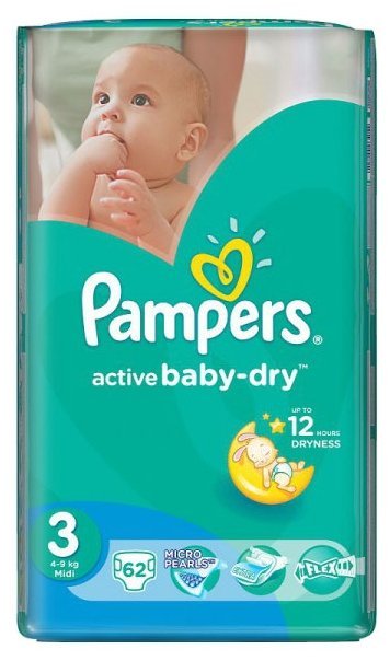 Отзывы Pampers подгузники Active Baby-Dry 3 (4-9 кг) 62 шт.