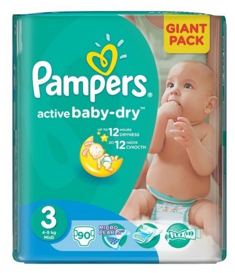 Отзывы Pampers подгузники Active Baby-Dry 3 (4-9 кг) 90 шт.