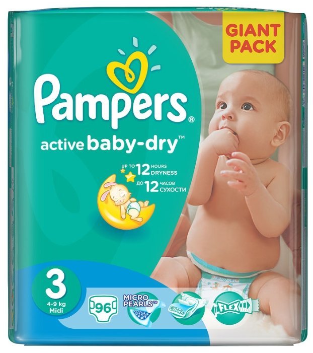 Отзывы Pampers подгузники Active Baby-Dry 3 (4-9 кг) 96 шт.