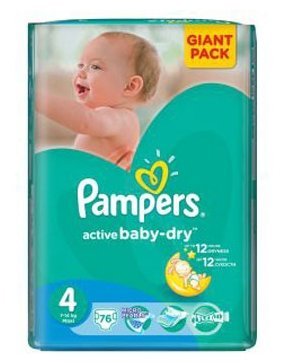 Отзывы Pampers подгузники Active Baby-Dry 4 (7-14 кг) 76 шт.