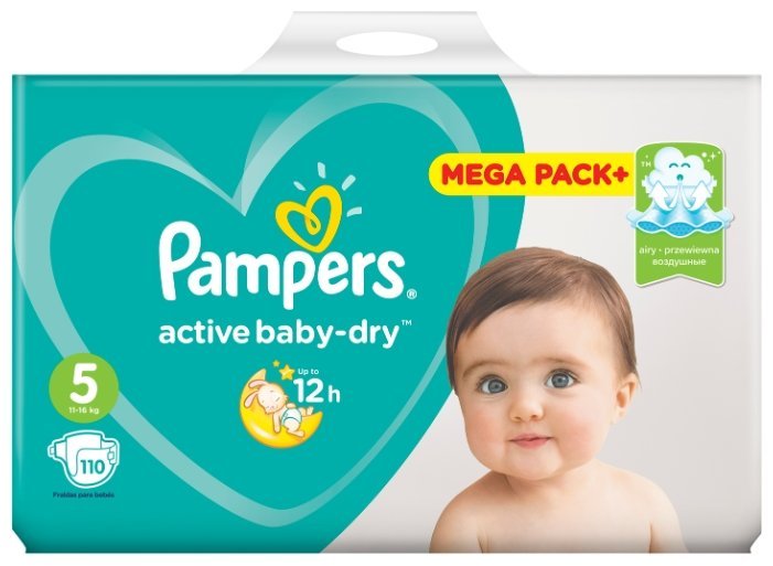 Отзывы Pampers подгузники Active Baby-Dry 5 (11-16 кг) 110 шт.