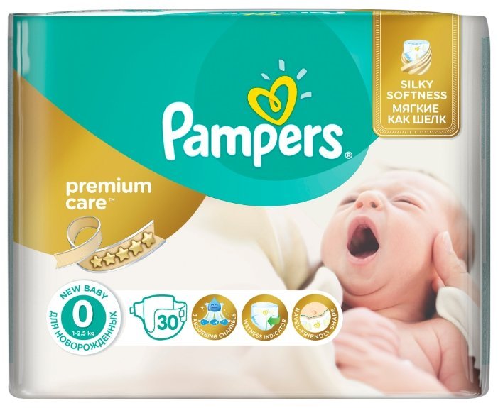 Отзывы Pampers подгузники Premium Care 0 (1-2,5 кг) 30 шт.