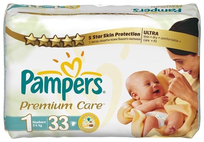 Отзывы Pampers подгузники Premium Care 1 (2-5 кг) 33 шт.