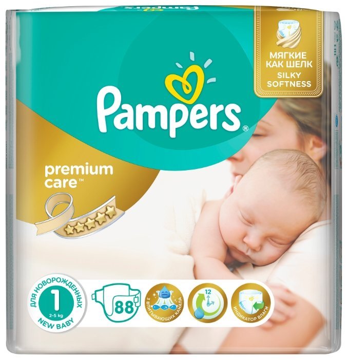 Отзывы Pampers подгузники Premium Care 1 (2-5 кг) 88 шт.