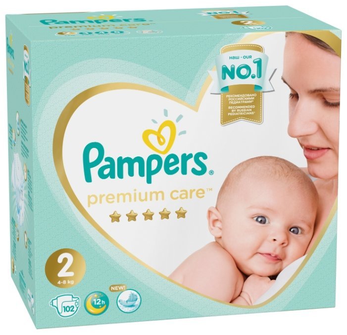 Отзывы Pampers подгузники Premium Care 2 (4-8 кг) 102 шт.