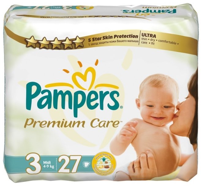 Отзывы Pampers подгузники Premium Care 3 (4-9 кг) 27 шт.