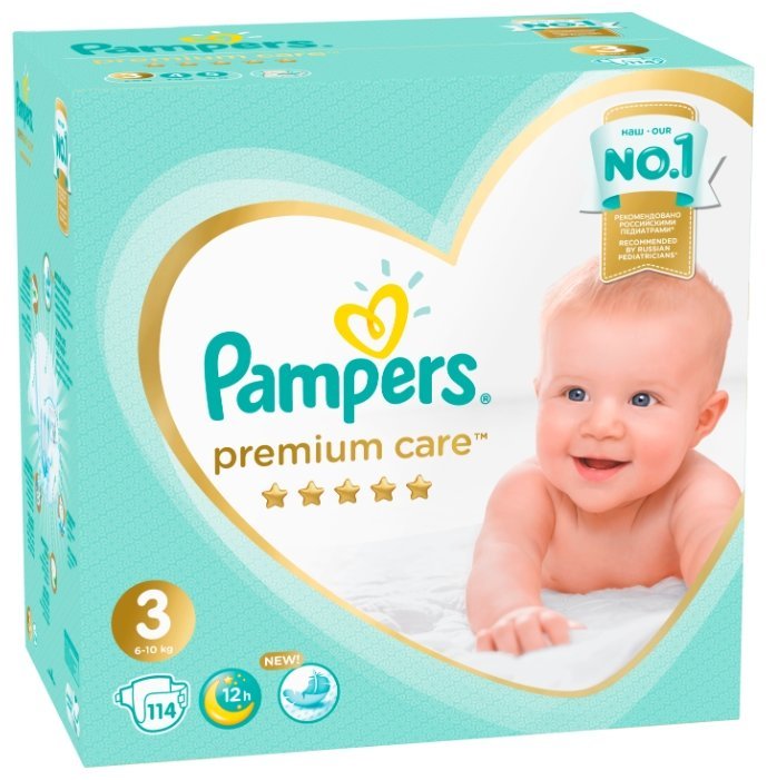 Отзывы Pampers подгузники Premium Care 3 (6-10 кг) 114 шт.